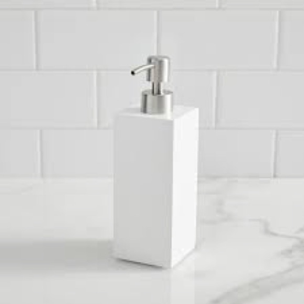 WEST ELM WHITE LACQUER SOAP DISPENSER